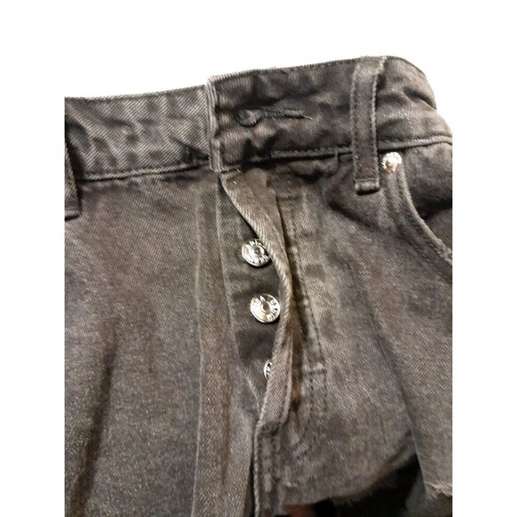 New Adika Distressed Button-Fly Shorts Black Size L - Picture 4 of 6